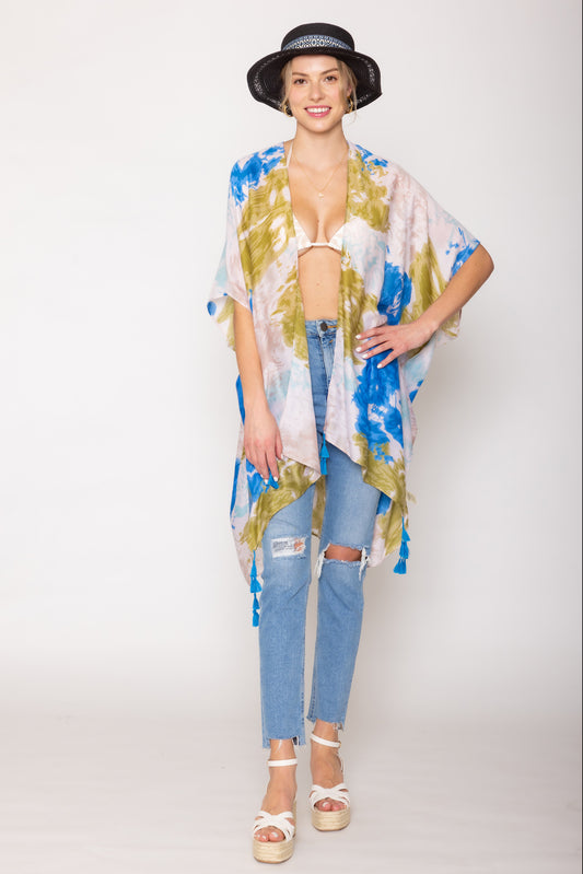 Watercolor Floral Print Kimono