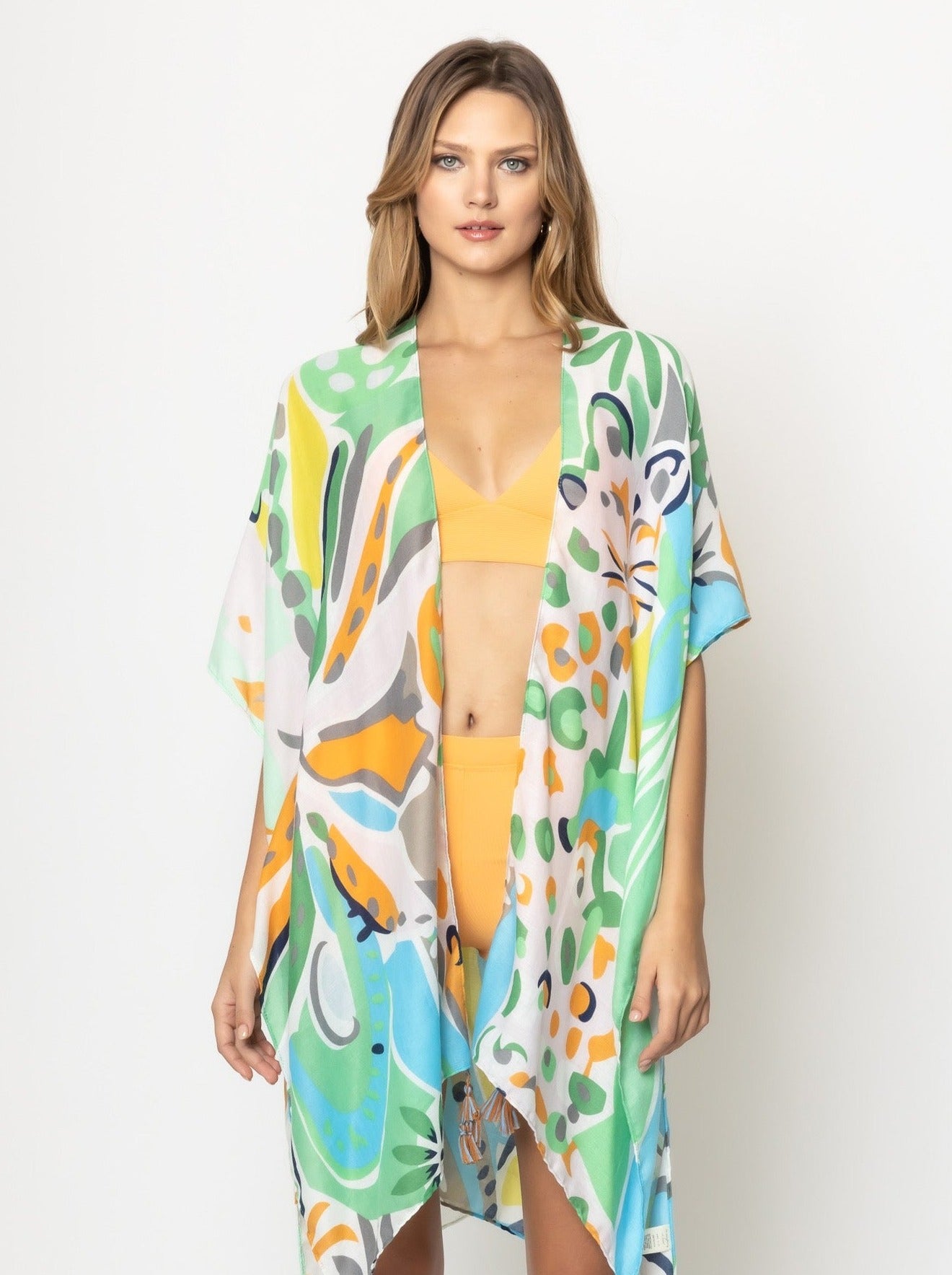 Tropical Floral Print Kimono