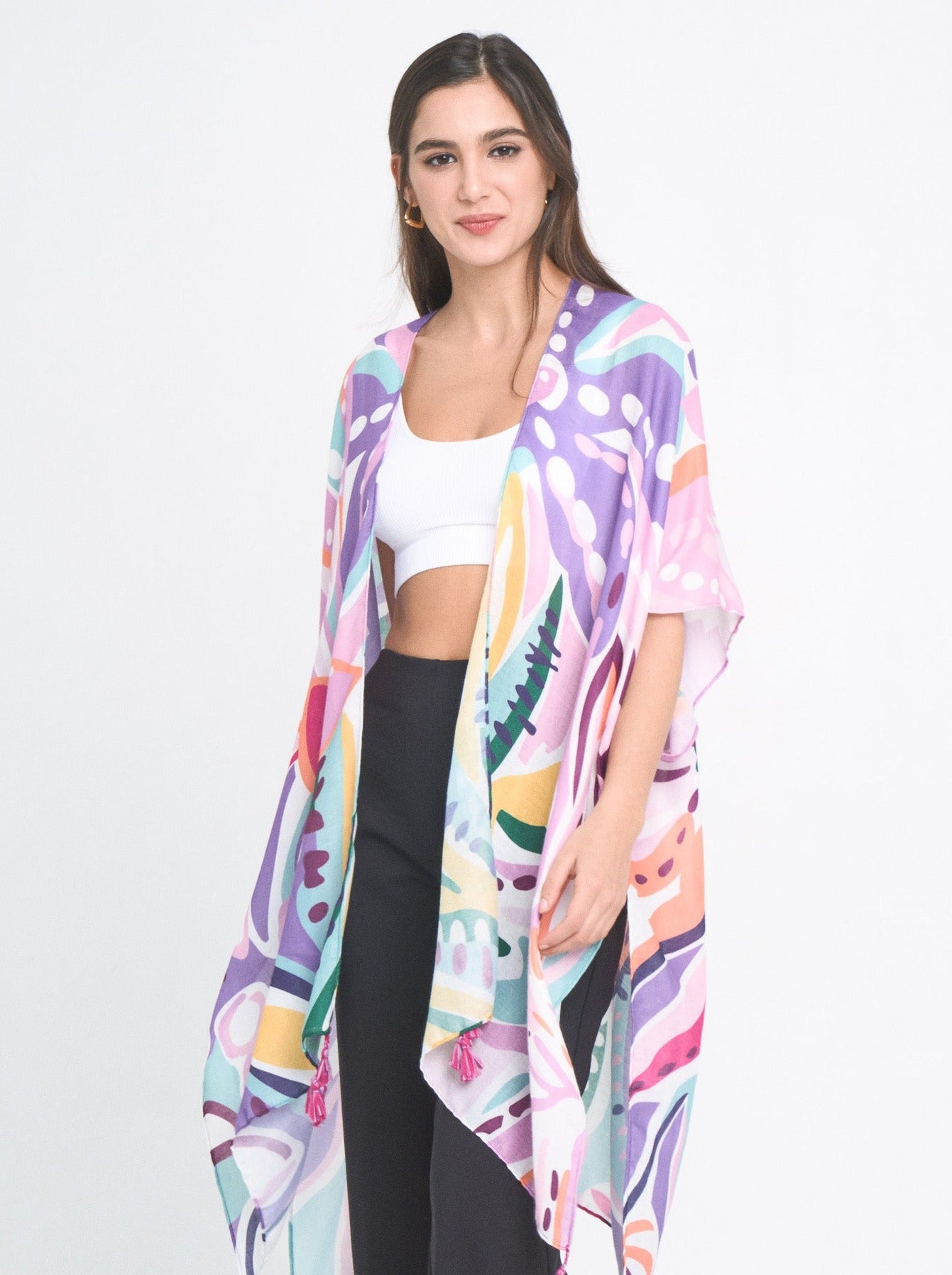 Tropical Floral Print Kimono