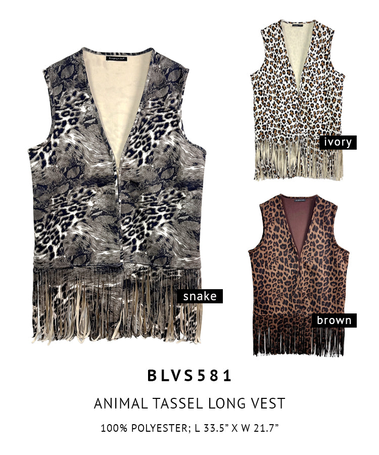 Animal Tassel Long Vest
