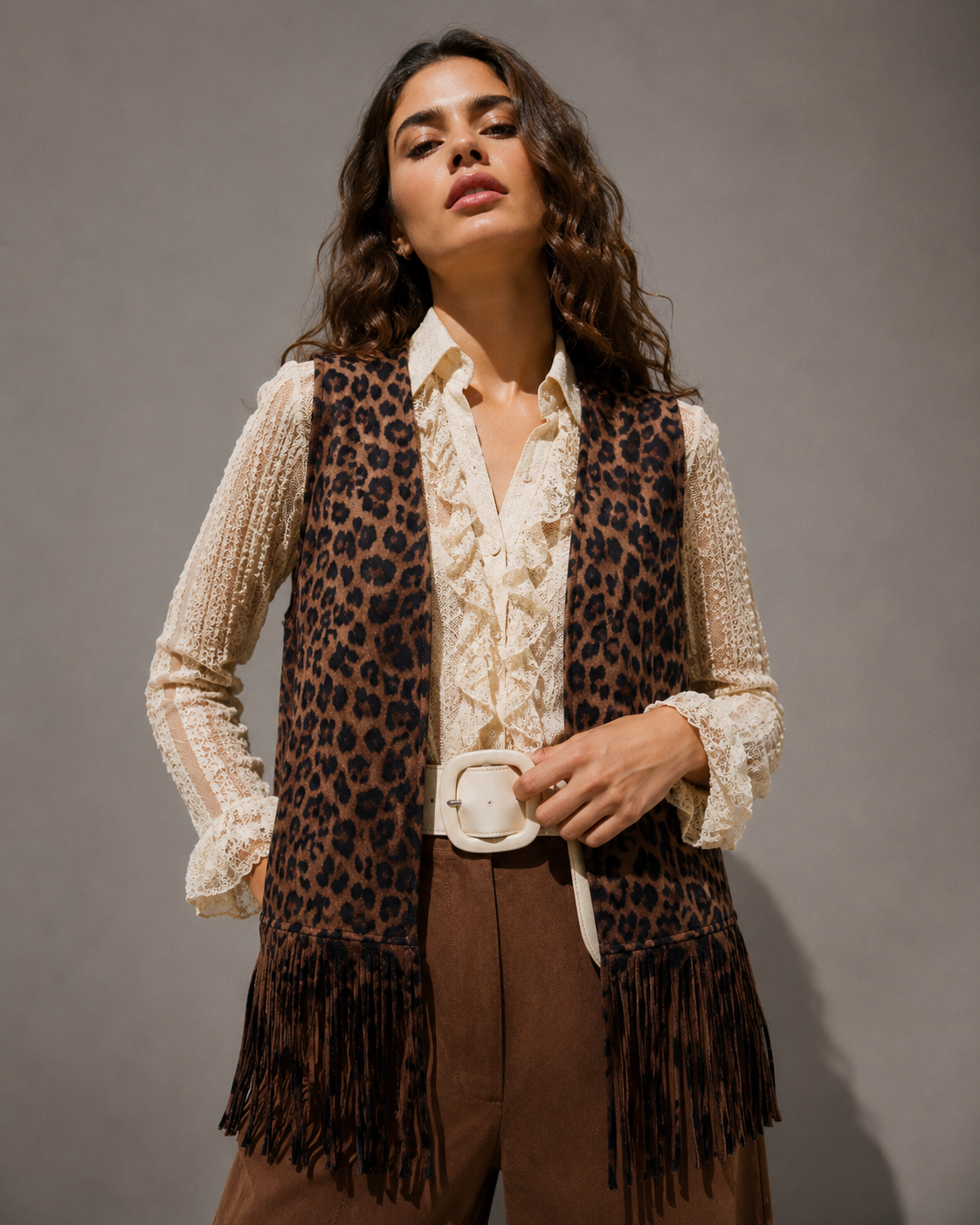 Animal Tassel Long Vest