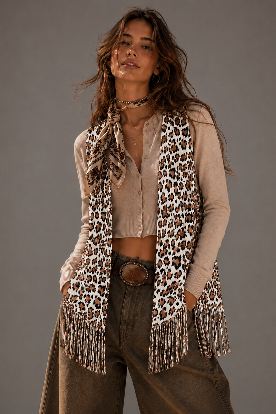 Animal Tassel Long Vest