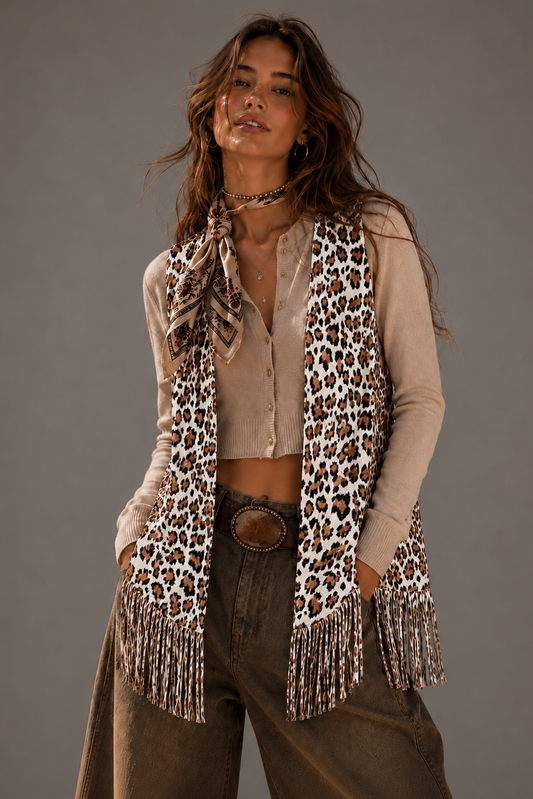 Animal Tassel Long Vest