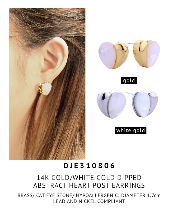 14K Gold Dipped Abstract Heart Post Earrings