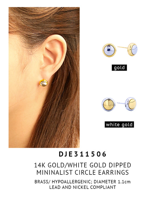 14K Gold Dipped Minimalist Circle Earrings