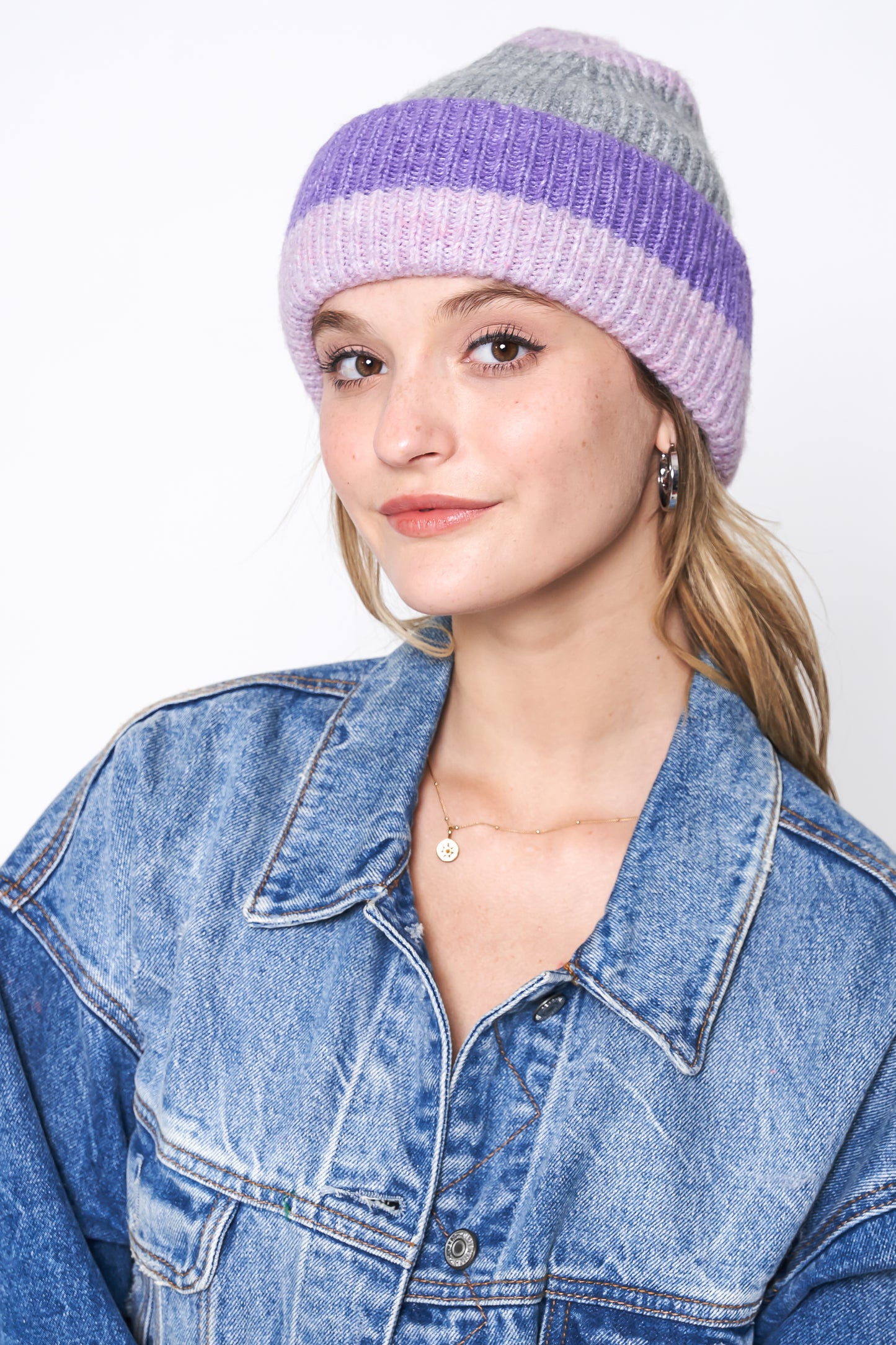 Stripe Ribbed Beanie