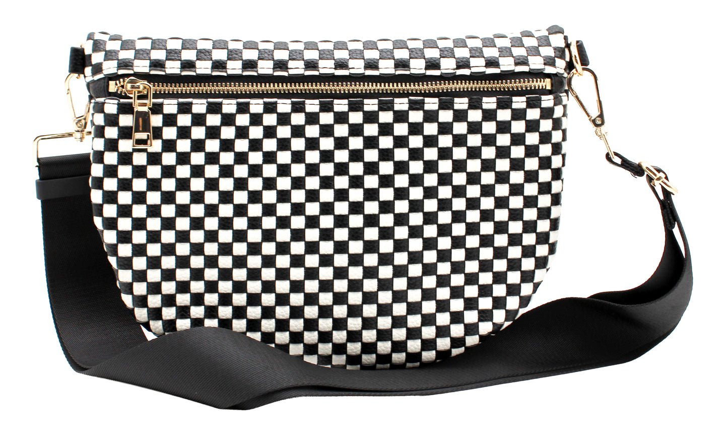 Checkered PU Crossbody Bag