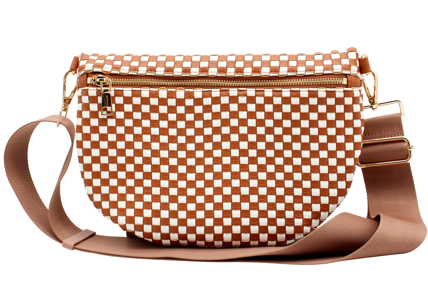 Checkered PU Crossbody Bag