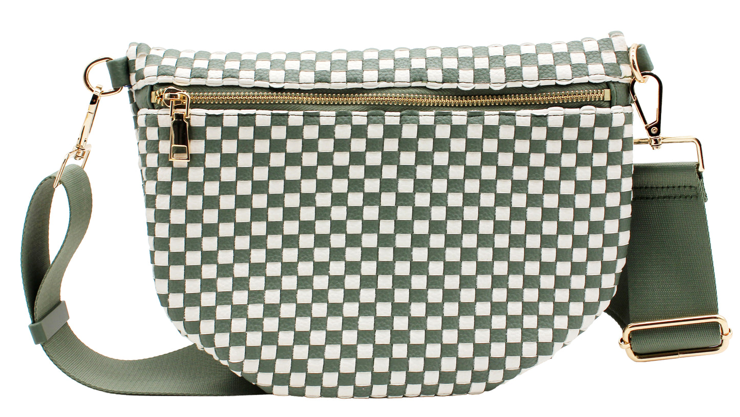 Checkered PU Crossbody Bag