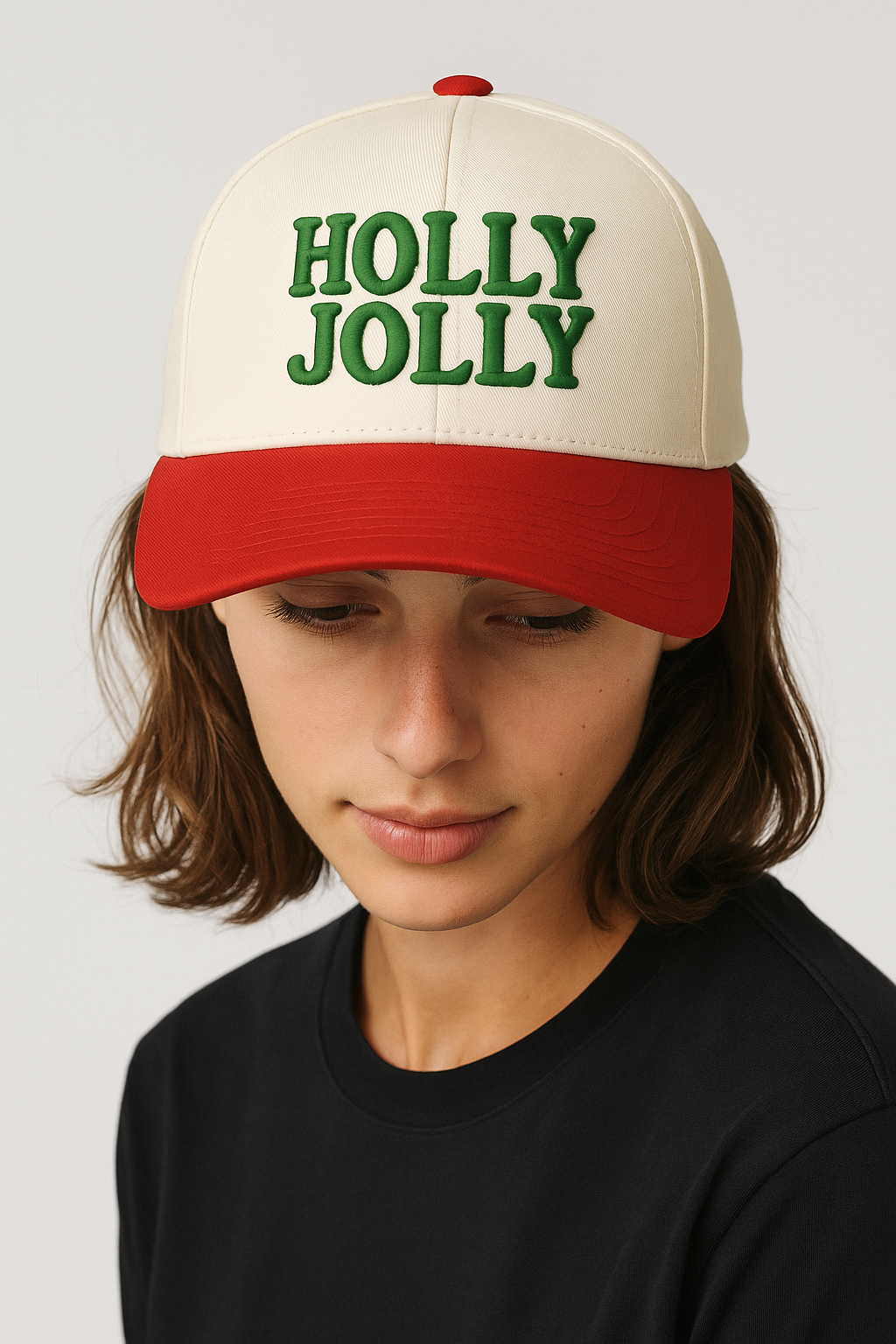 Holly Jolly Embroidery Baseball Cap