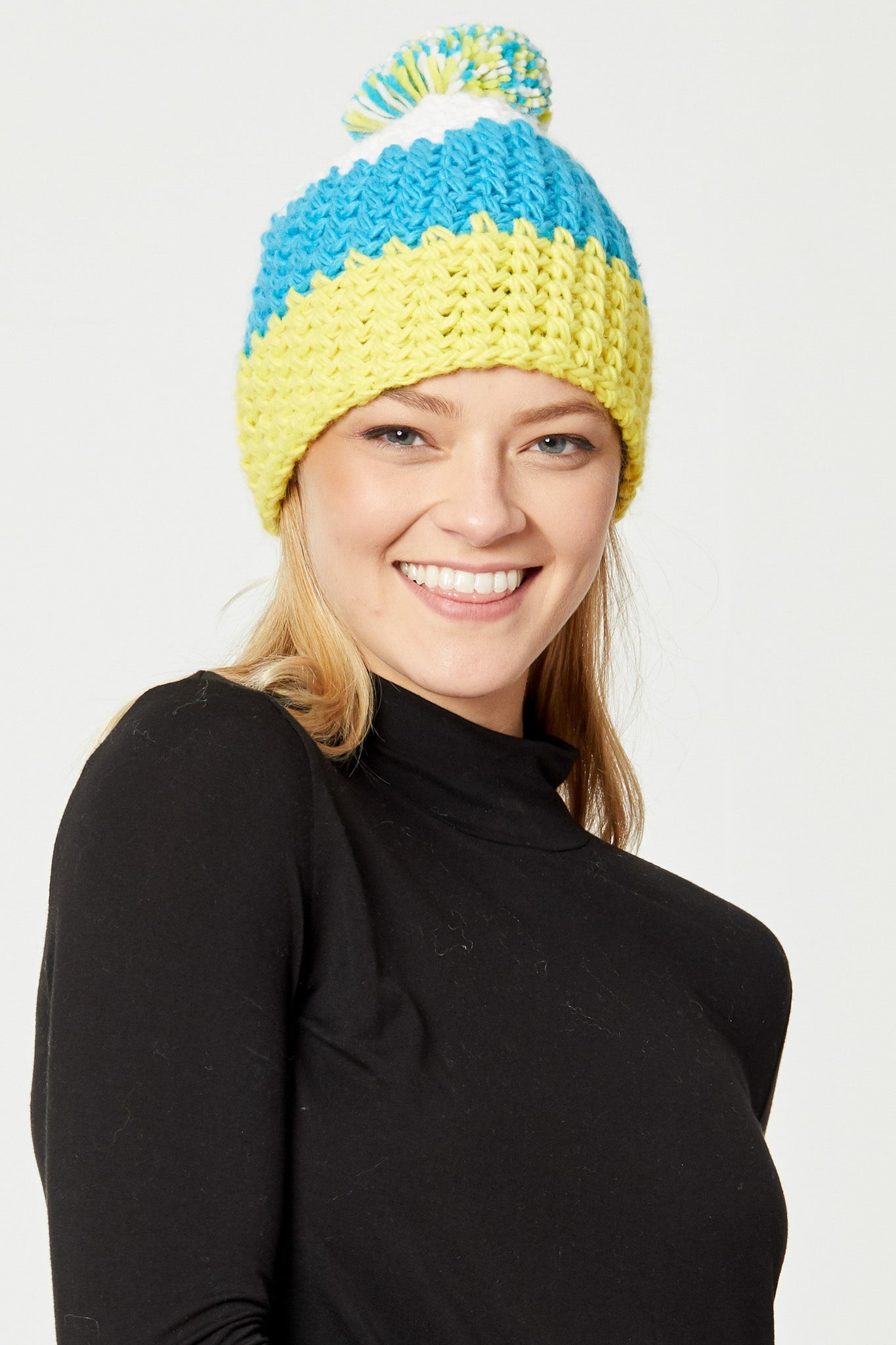 Colorblock Knit Pom Beanie