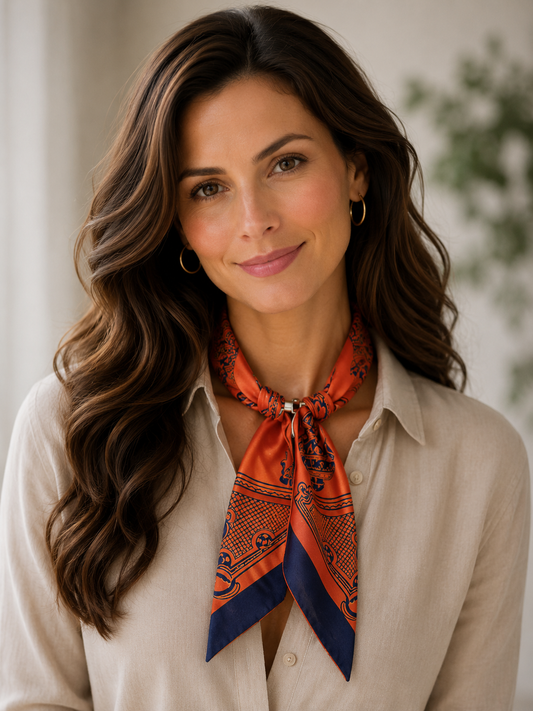 Magnetic Closure Print Scarf Necklace