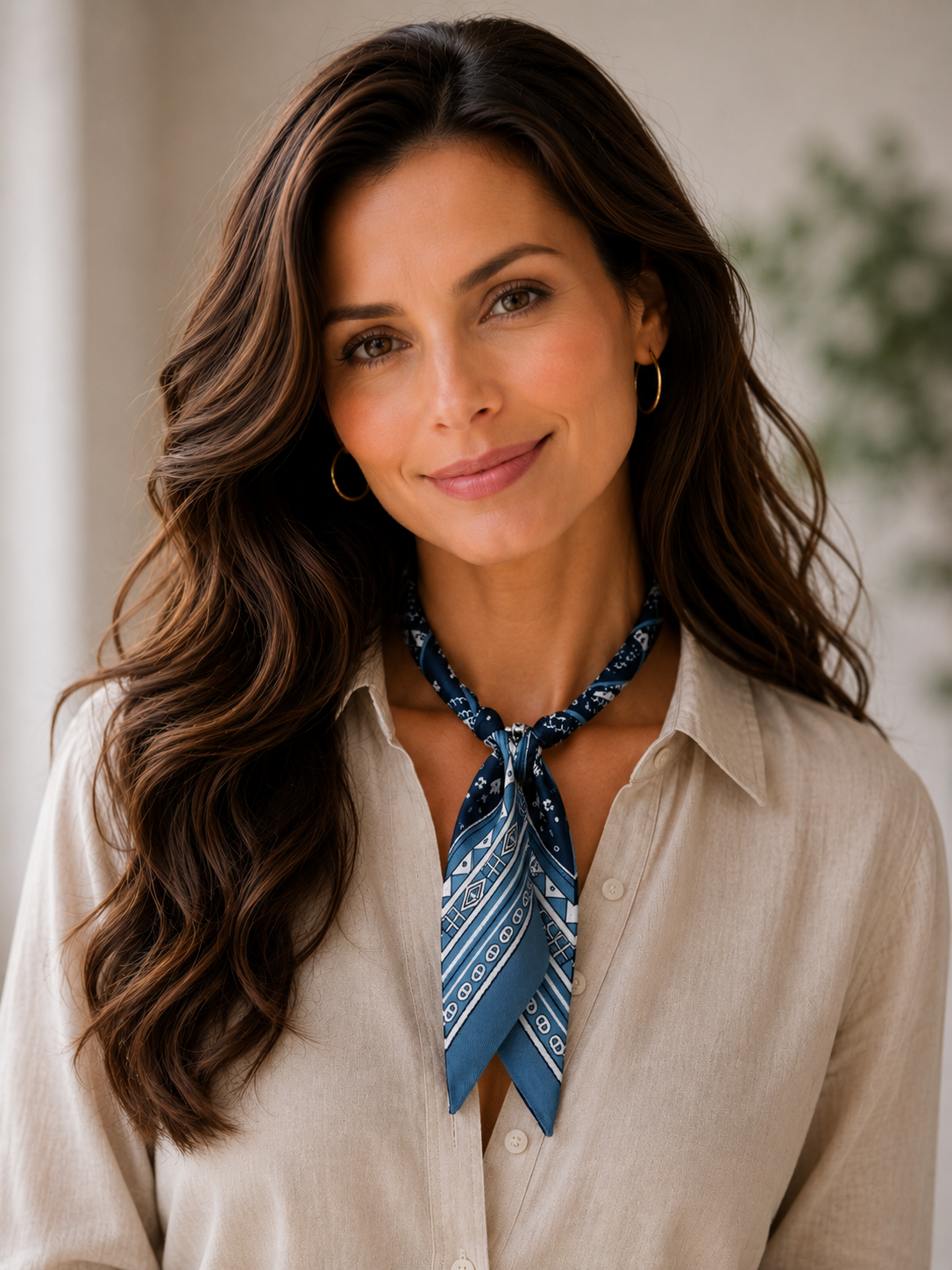 Magnetic Closure Print Scarf Necklace