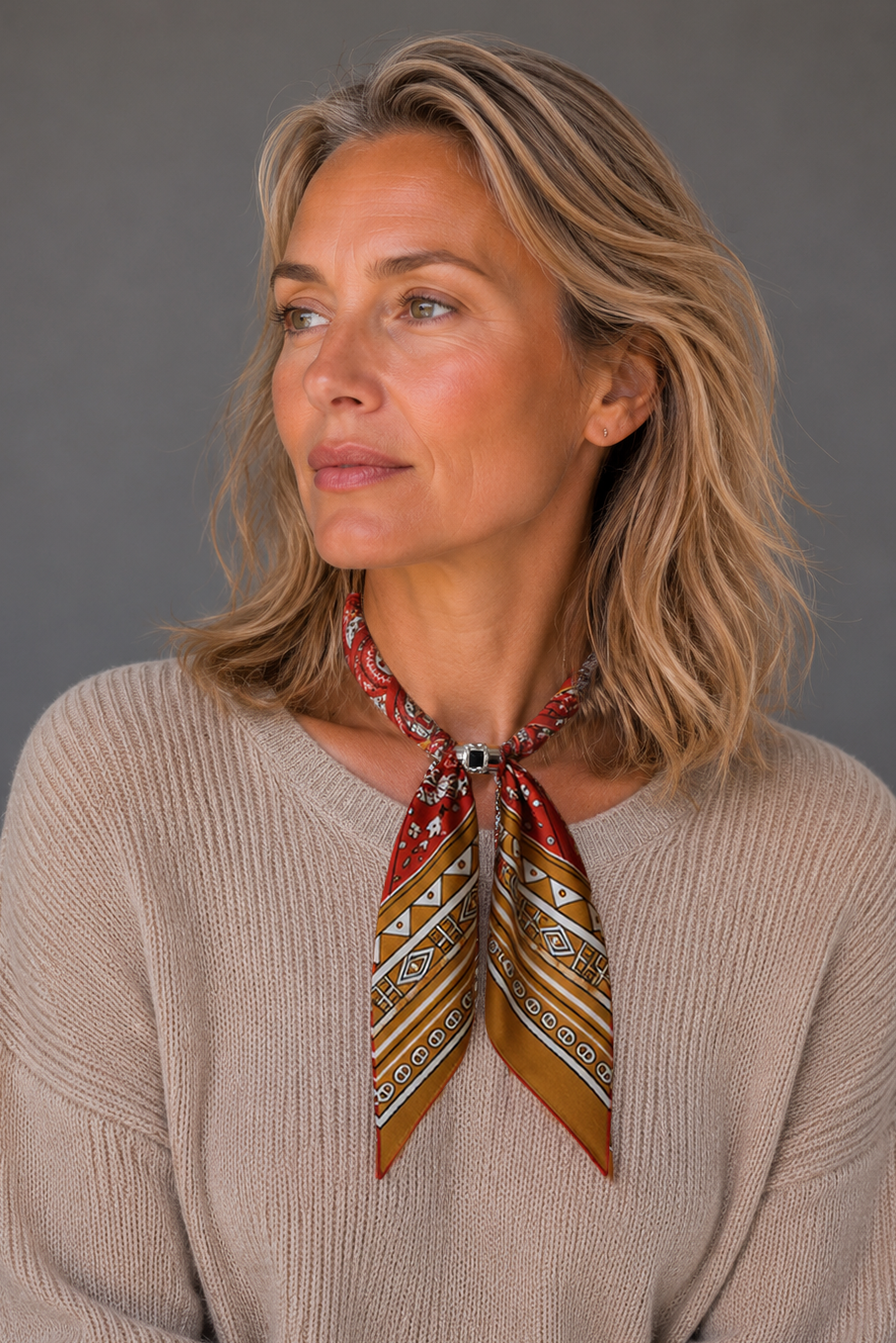 Magnetic Closure Print Scarf Necklace