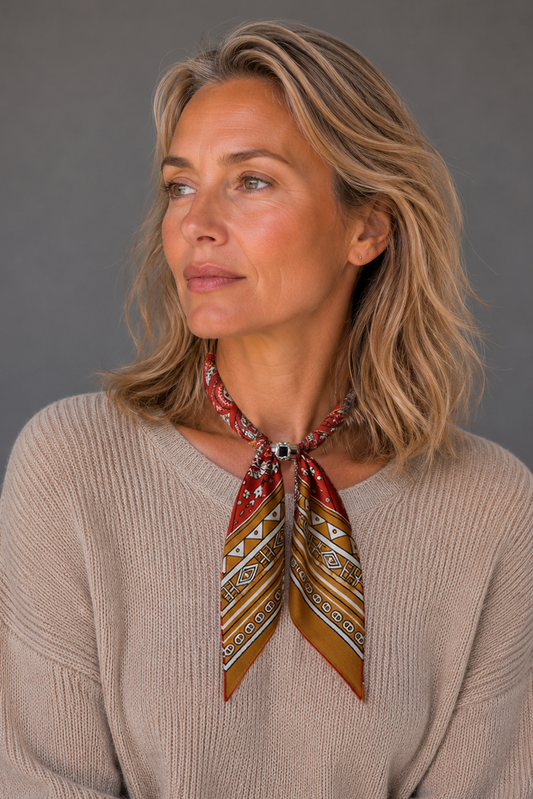Magnetic Closure Print Scarf Necklace