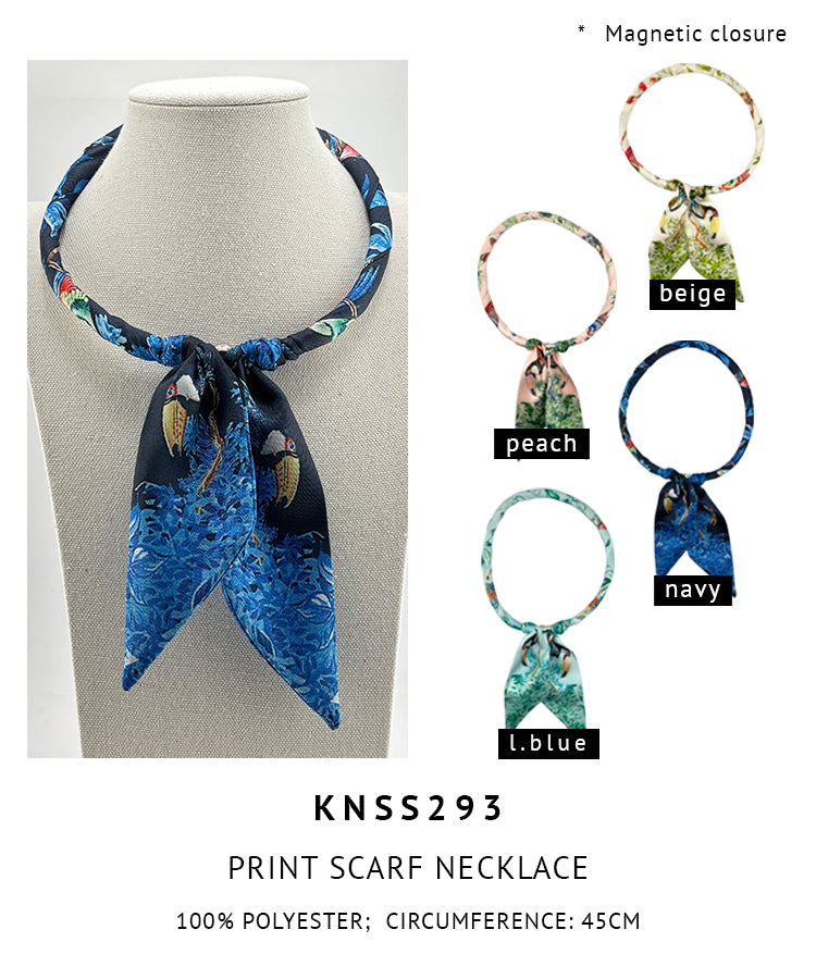 Magnetic Closure Print Scarf Necklace