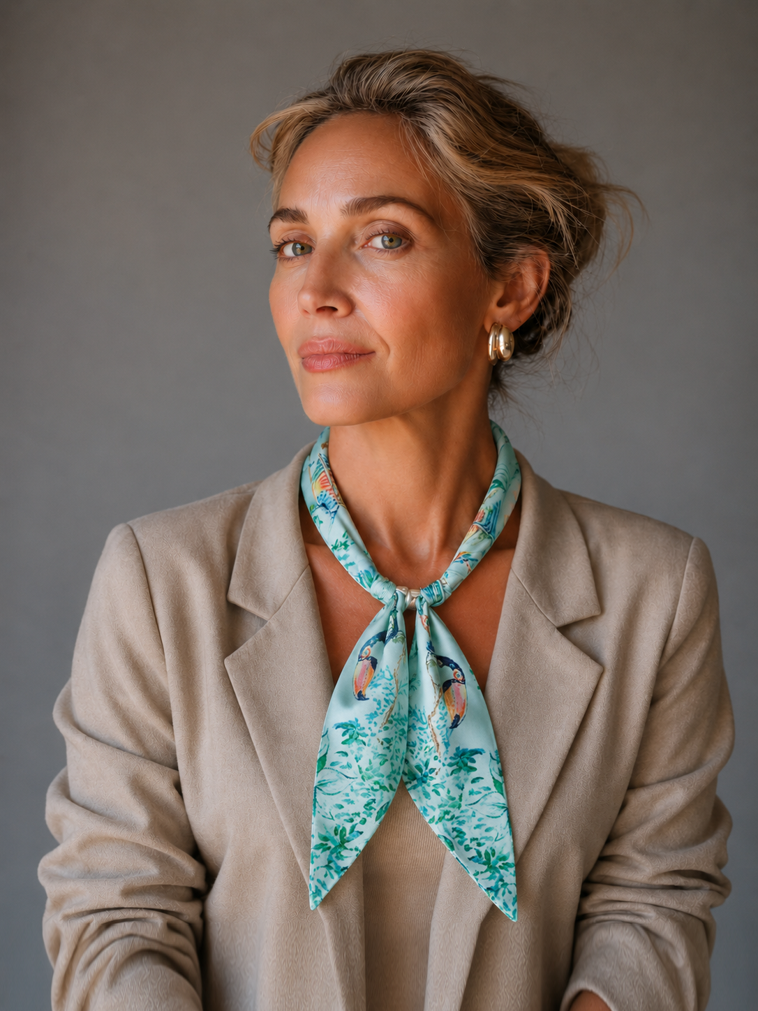 Magnetic Closure Print Scarf Necklace