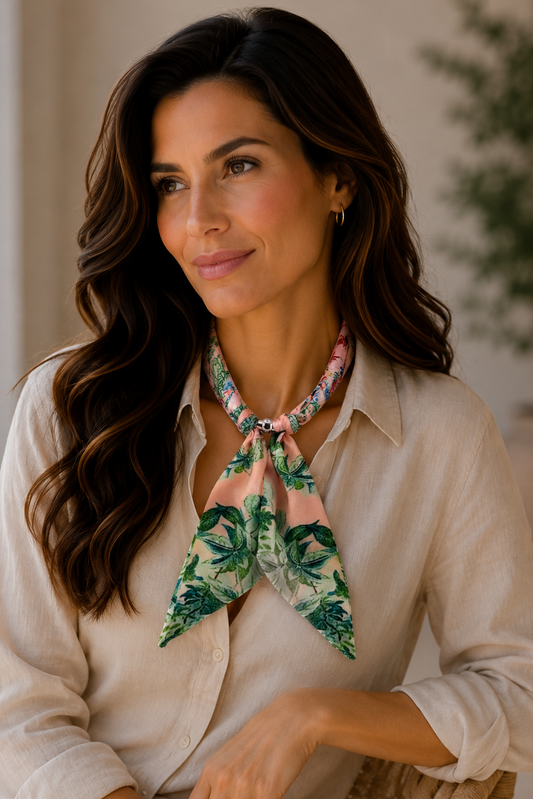 Magnetic Closure Print Scarf Necklace