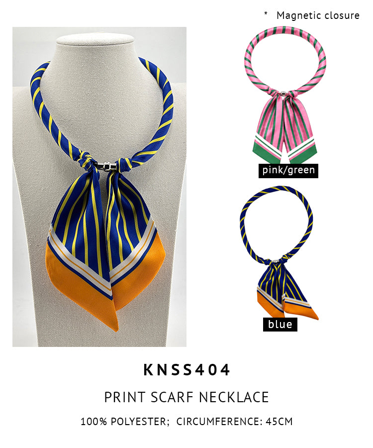 Magnetic Closure Print Scarf Necklace