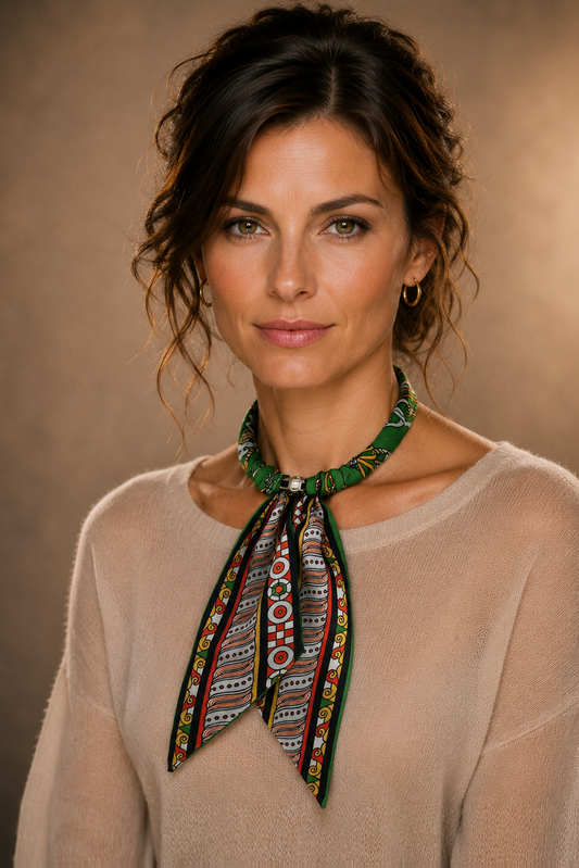Magnetic Closure Print Scarf Necklace