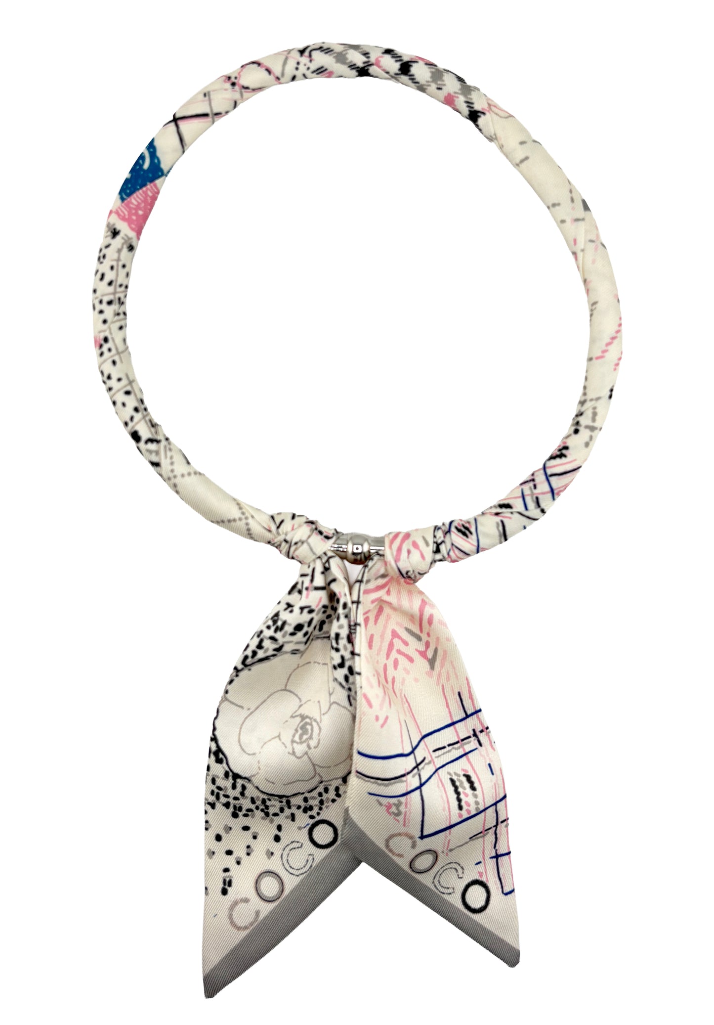 Magnetic Closure Print Scarf Necklace