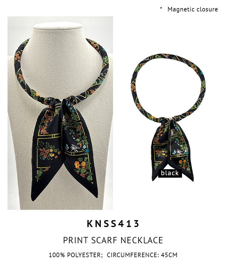 Magnetic Closure Print Scarf Necklace (Copy)