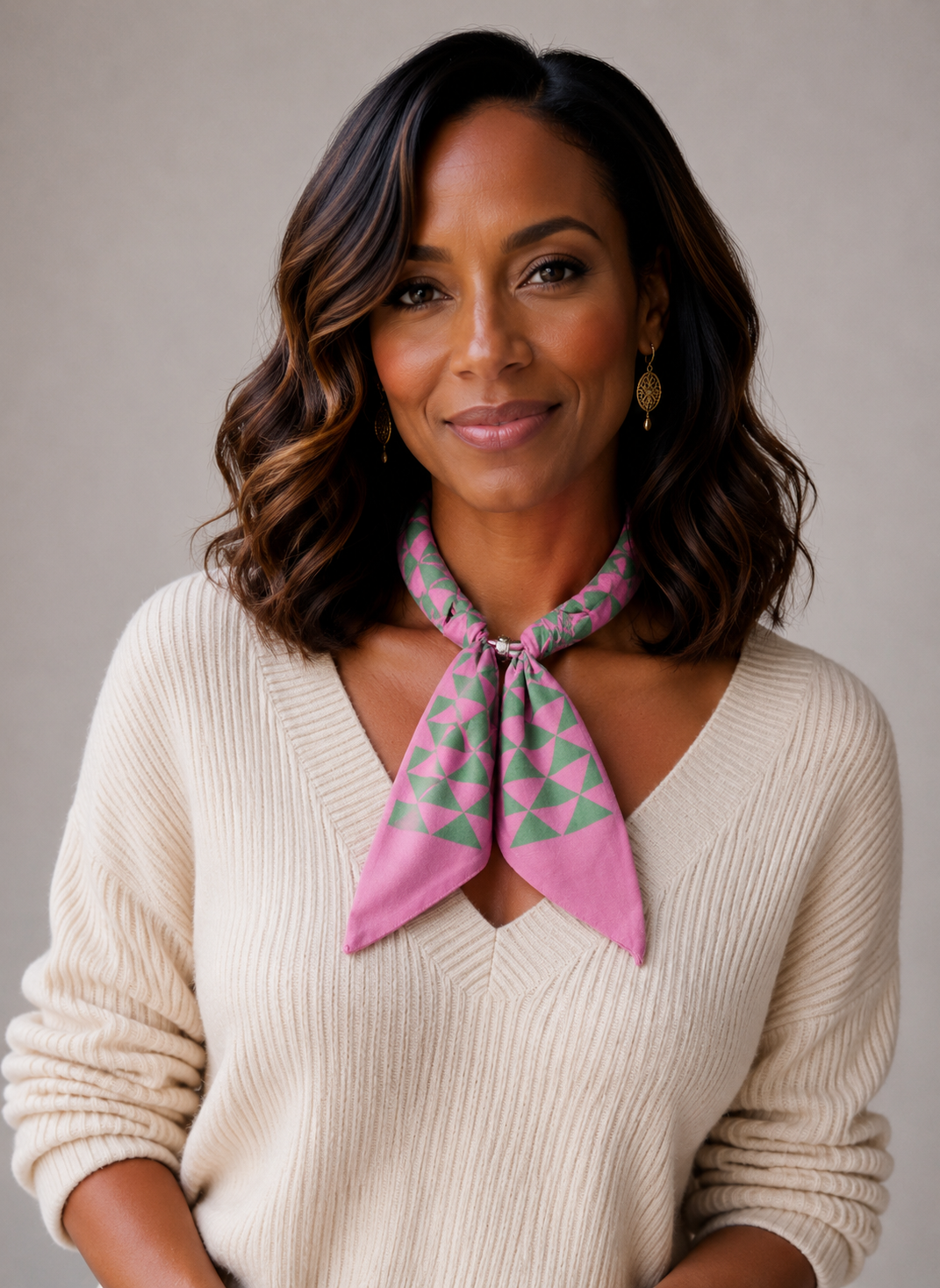 Magnetic Closure Print Scarf Necklace
