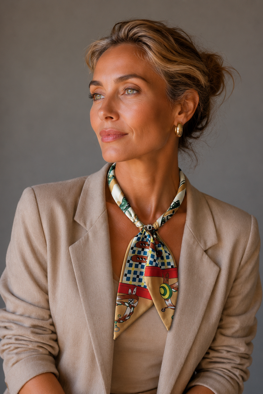 Magnetic Closure Print Scarf Necklace