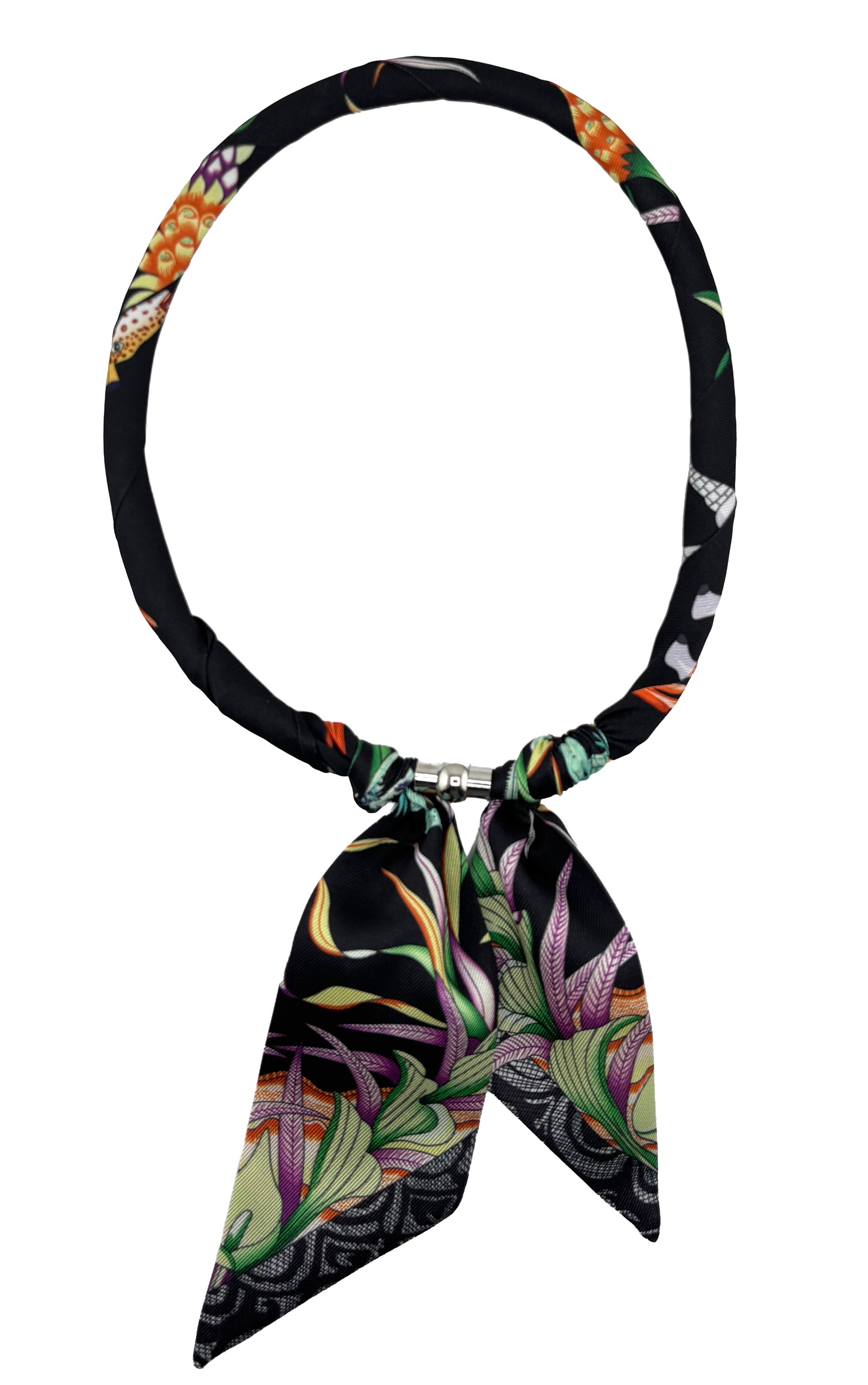 Magnetic Closure Print Scarf Necklace