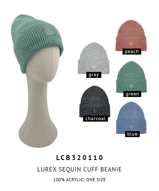 Lurex Sequin Patch Beanie