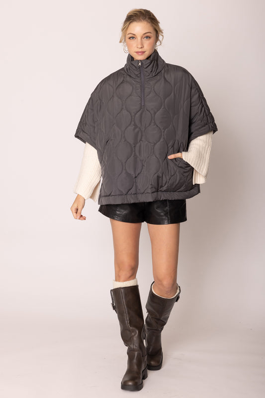 Quilted Puffer Poncho