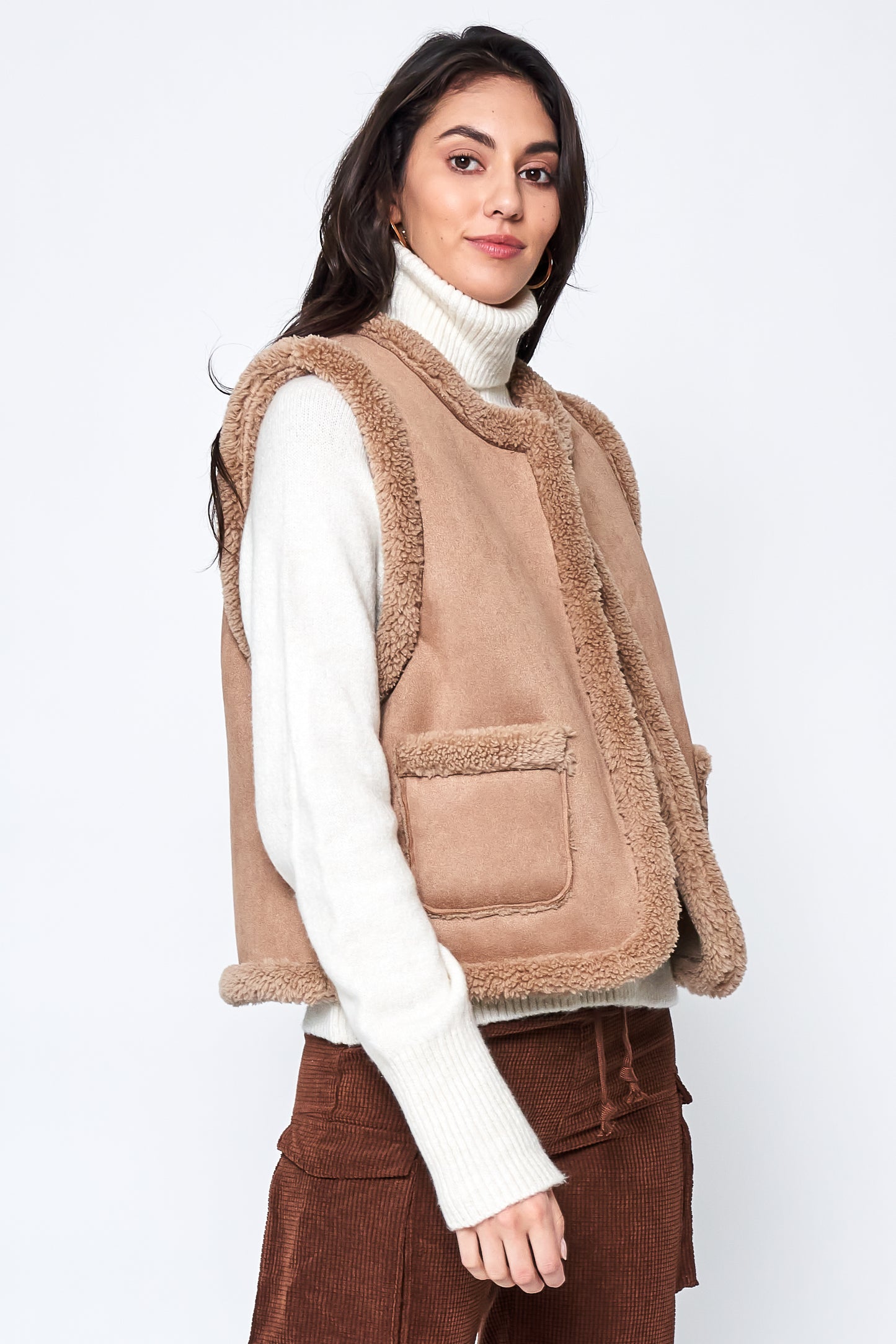 Suede Sherpa Vest