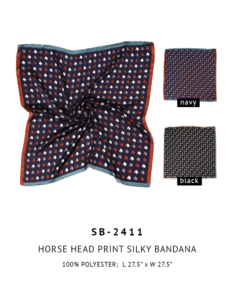 Horse Head Print Silky Bandana