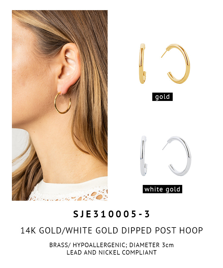 14K Gold Dipped Post Hoop