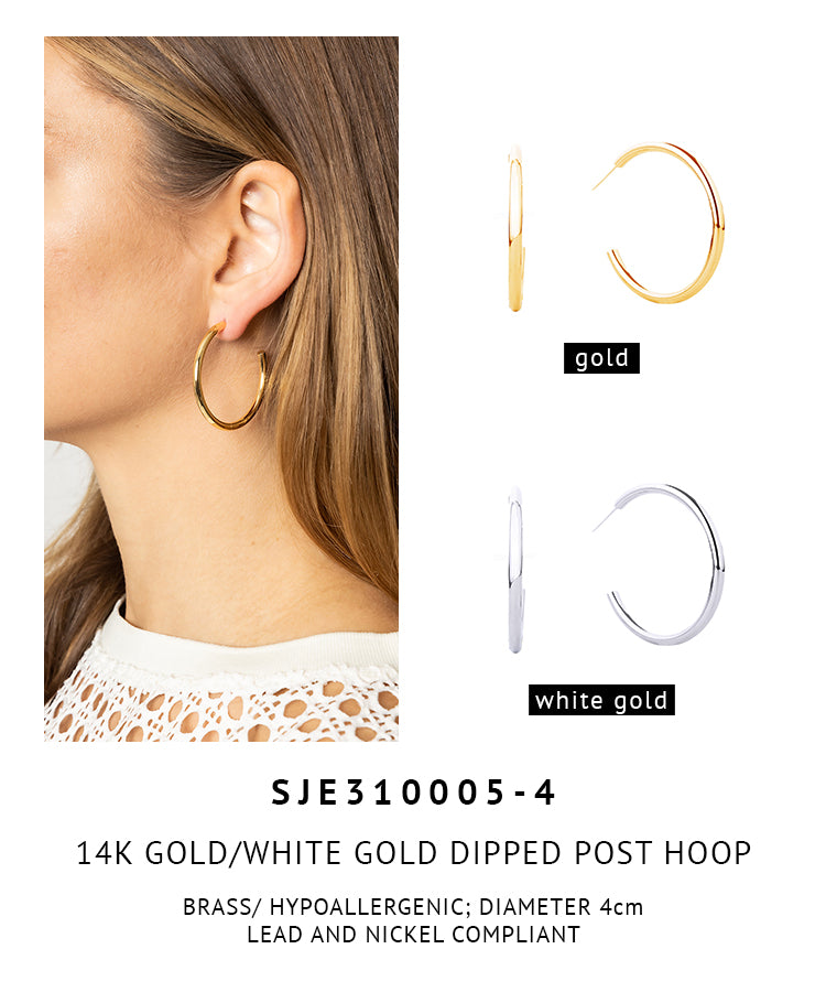 14K Gold Dipped Post Hoop