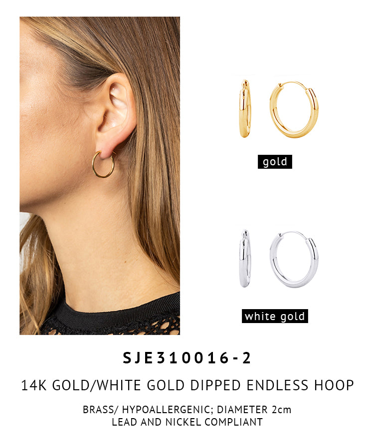 14K Gold Dipped Endless Hoop