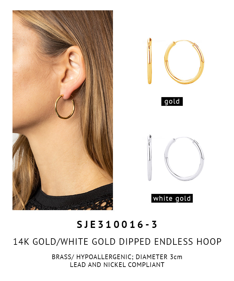 14K Gold Dipped Endless Hoop