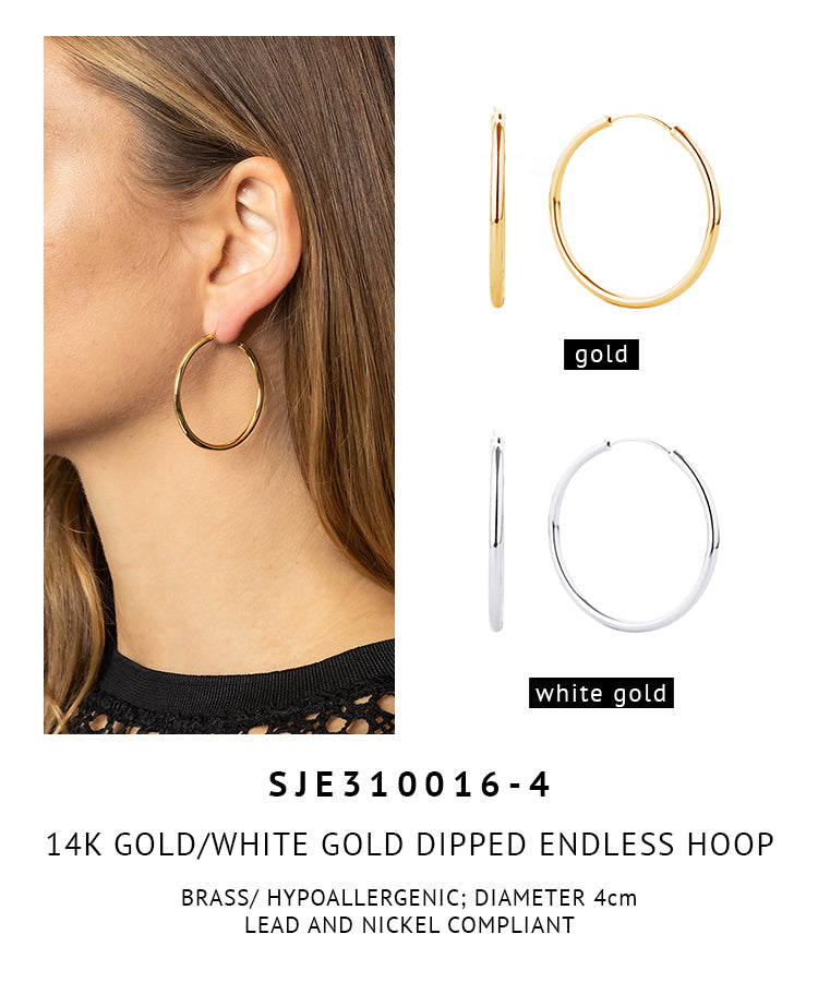 14K Gold Dipped Endless Hoop