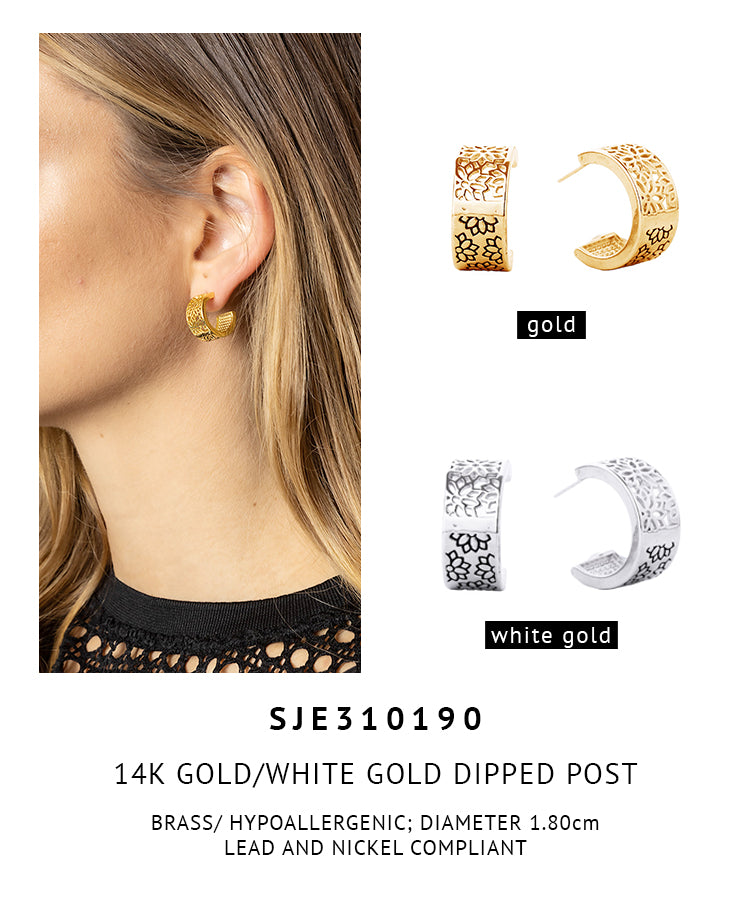 14K Gold Dipped Post Back Earrings