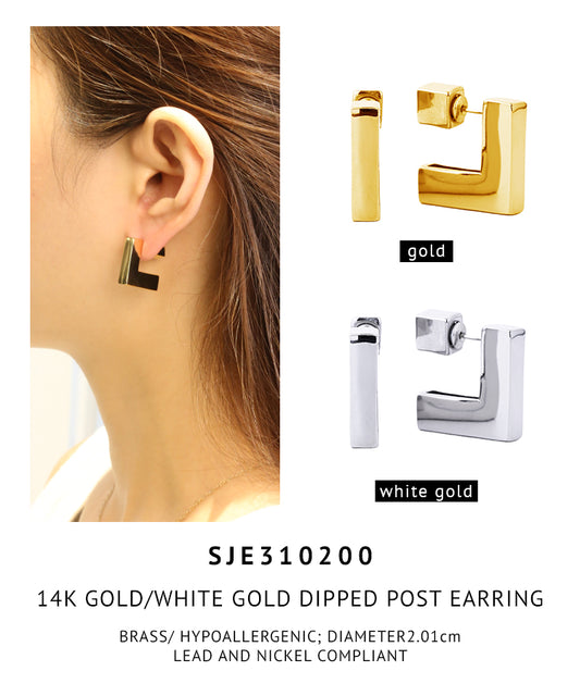 14K Gold Dipped Block Earrings