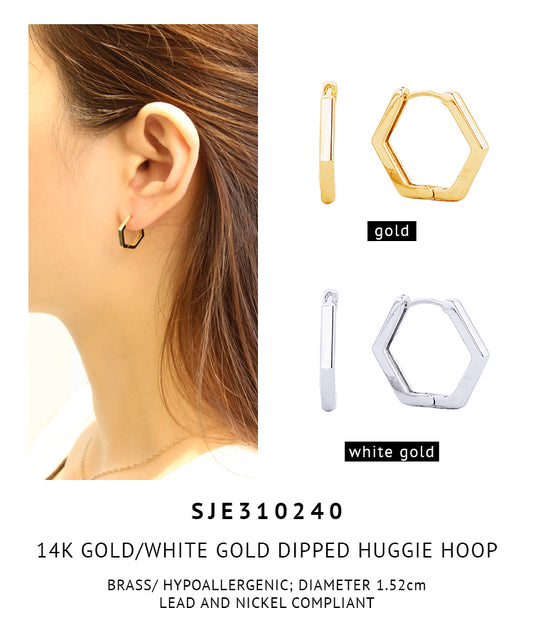 14K Gold Dipped Huggie Hoop Earrings