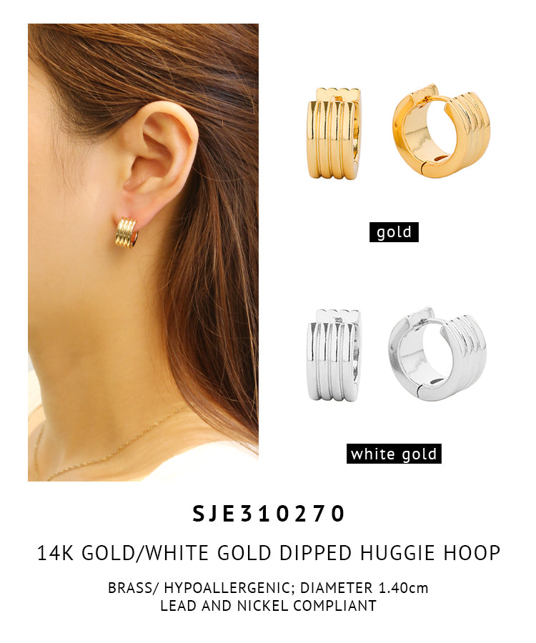 14K Gold Dipped Huggie Hoop Earrings