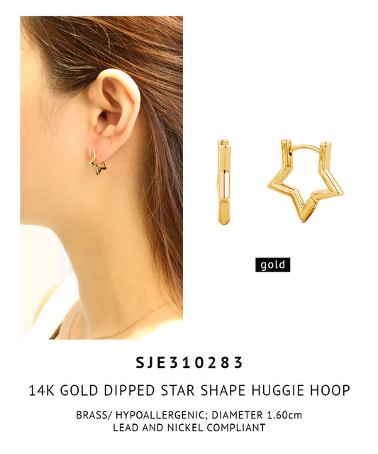 14K Gold Dipped Star Huggie Earrings