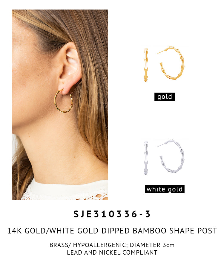 14K Gold Dipped Bamboo Shape Post