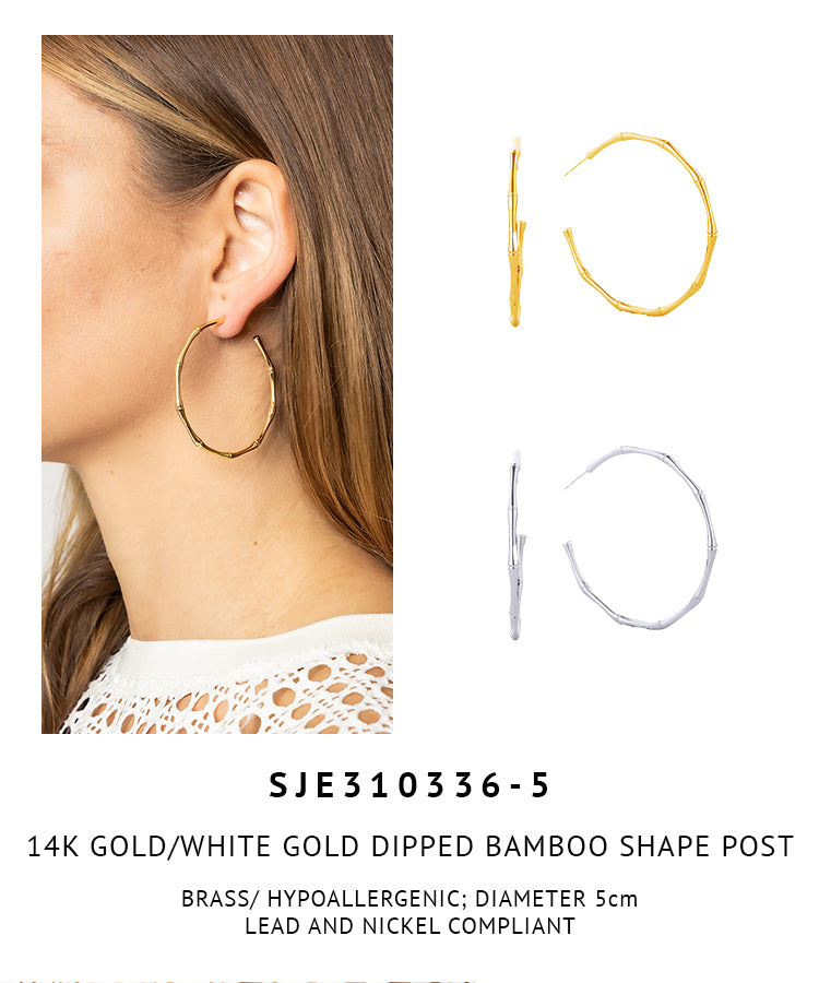 14K Gold Dipped Bamboo Shape Post