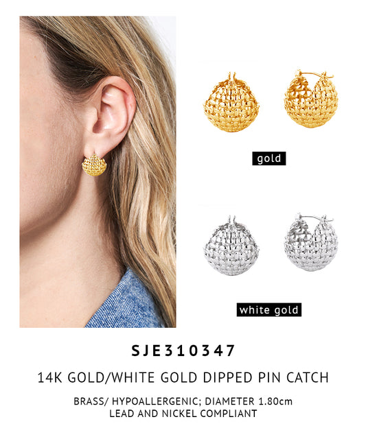 14K Gold Dipped Pin Catch Earrings