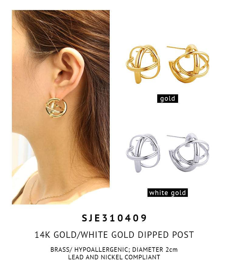 14K Gold Dipped Ball Shape Post Earrings