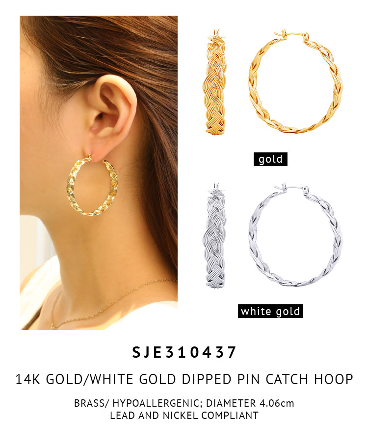 14K Gold Dipped Pin Catch Hoop Earrings