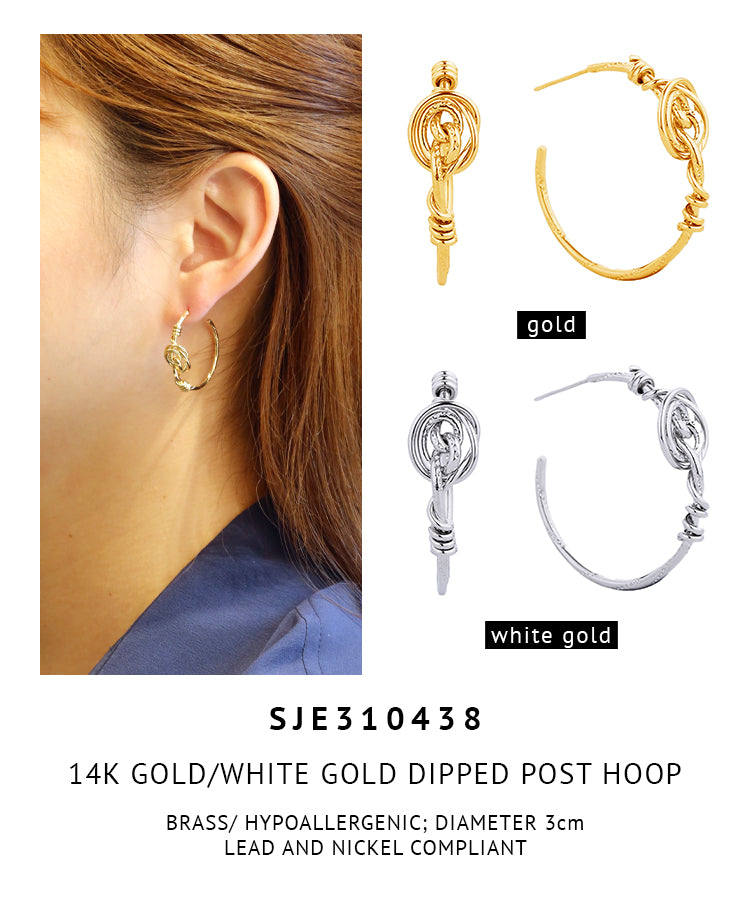 14K Gold Dipped Post Hoop Earrings