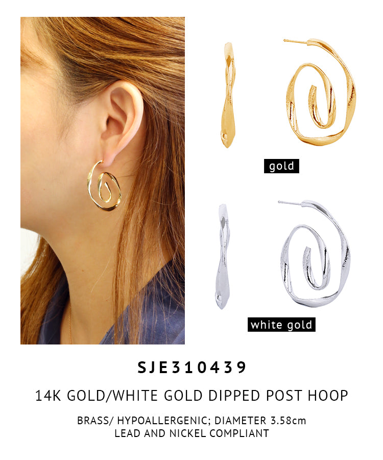 14K Gold Dipped Post Hoop Earrings